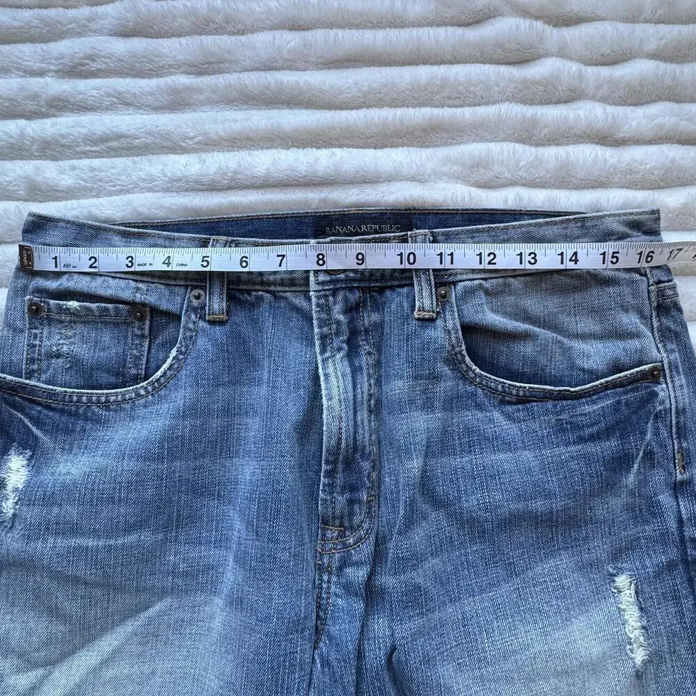 Men's Banana Republic Straight Leg Jeans Medium Wash‎ Distressed 34 x 30